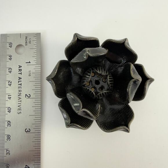 Lotus Flower Incense Holder 3" Black Made in Thailand Meditation Buddhism Altar - Picture 3 of 4